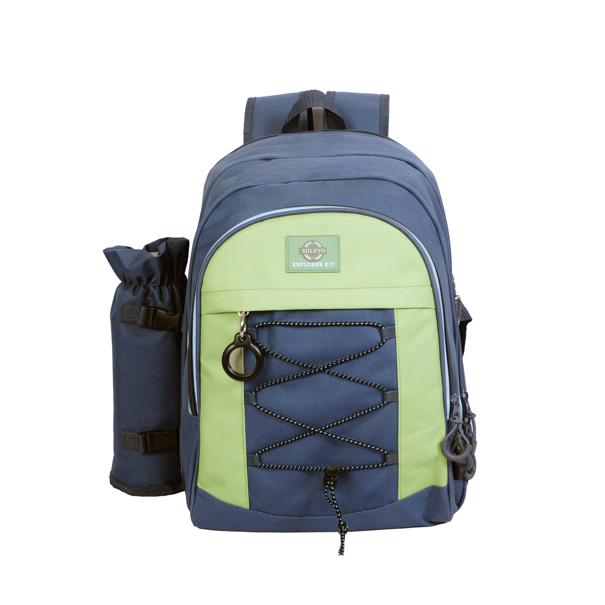 SOLEVO&CO Explorer Kit in Tempest Grey — 4-person picnic backpack, front view