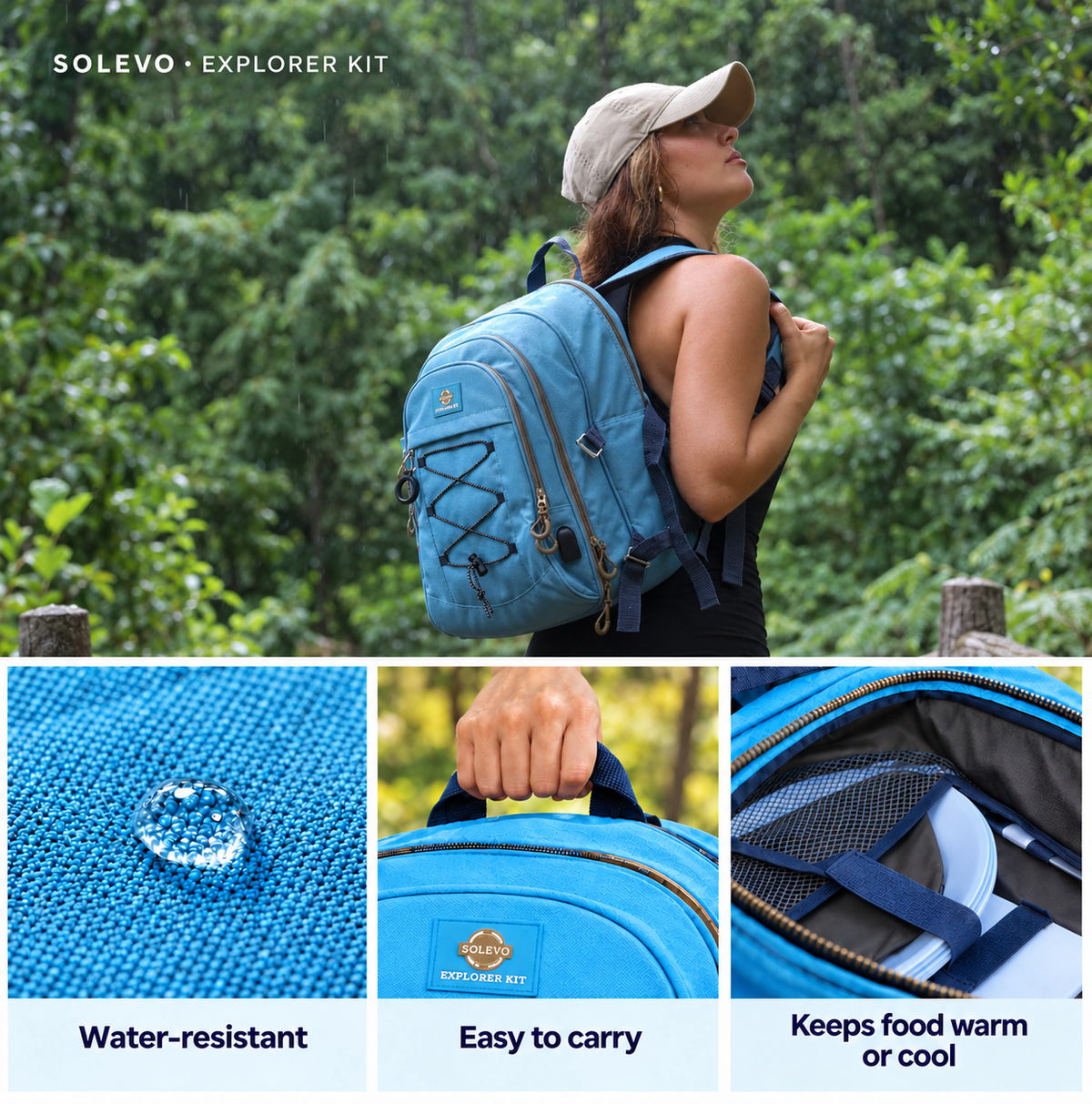 Picnic & Camping Backpack Explorer Kit - Sky Blue